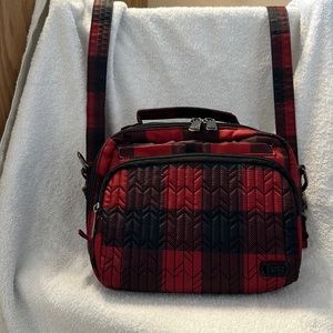 lug Ranger mini crossbody bag. Buffalo check red
